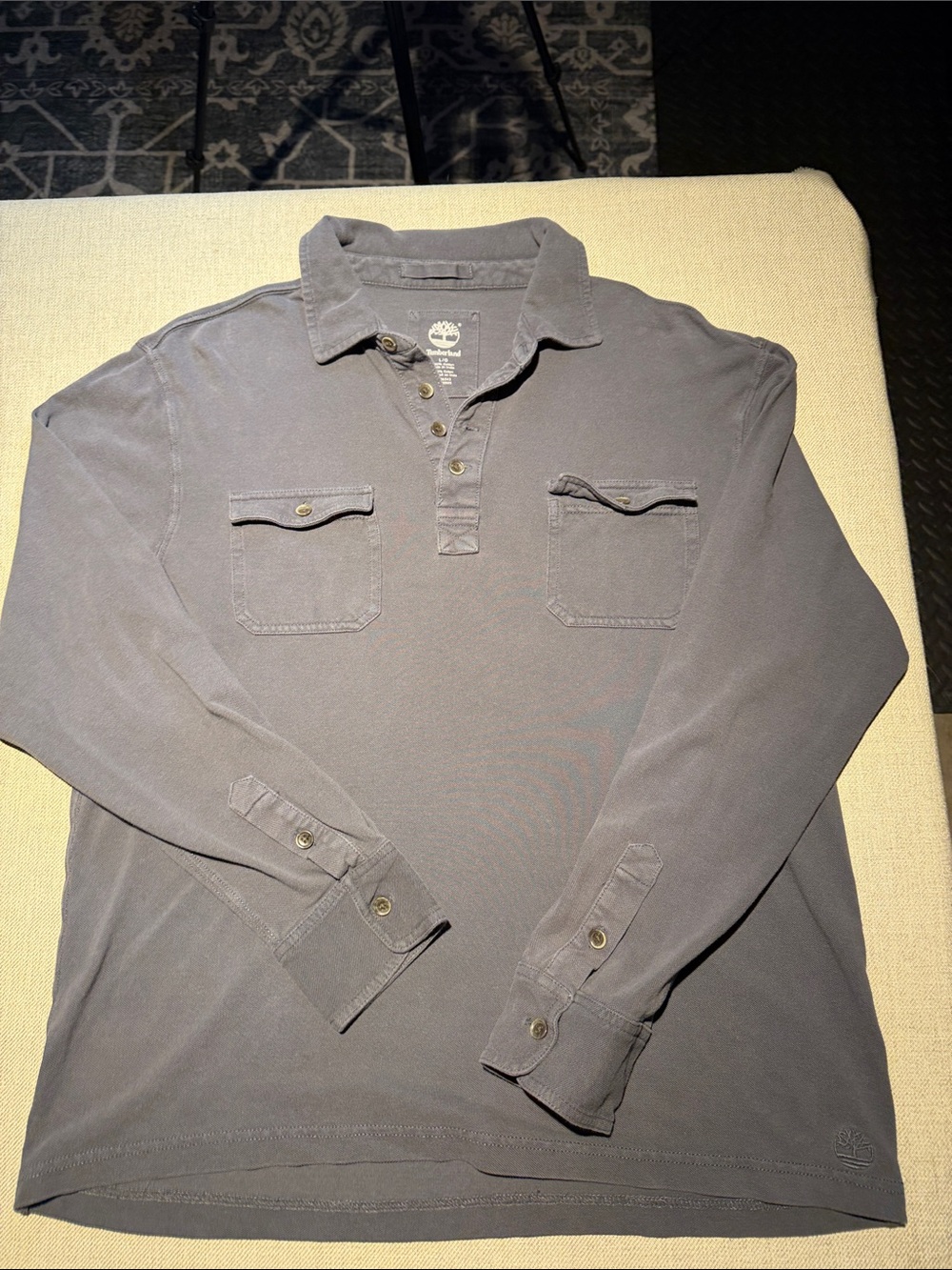 Timberland Men's Long-Sleeve Polo in Slate Gray. P0051
